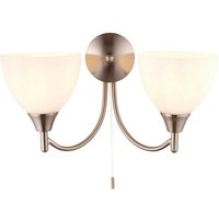 Alton - 2 Licht Innenwandleuchte Satin Chrom mit Matt Opal Glas, E14 - Endon von Endon