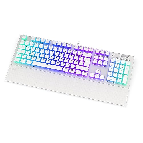ENDORFY Omnis DE Kailh Red Onyx White Pudding, mechanische Switches Kailh Red, verstellbare magnetfüße, Mechanische Fullsize-Tastatur, Deutsches Layout QWERTZ | EY5D033 von ENDORFY