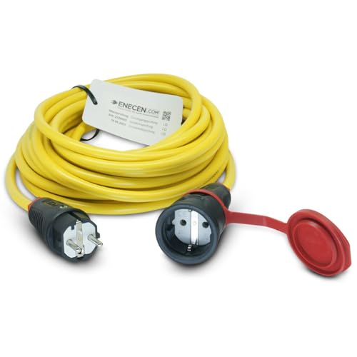 ENECEN 1001102 Verlängerungskabel 230V/16A IP44 PVC K35 AT-N07V3V3-F 3x1,5 mm² gelb mit Gummi ST/KU BD 2m von ENECEN
