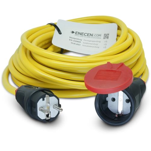 ENECEN 1011110 Verlängerungskabel 230V/16A IP44 PVC K35 AT-N07V3V3-F 3x1,5 mm² gelb mit Gummi ST/KU KD 10m von ENECEN
