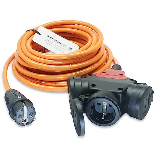ENECEN 1083102 Verlängerungskabel 230V/16A IP44 PUR H07BQ-F 3x1,5 mm² mit Vollgummi ST/3-Wege KU KD 2m von ENECEN