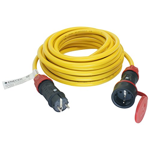 ENECEN 1091205 Verlängerungskabel 230V/16A IP44 PVC K35 AT-N07V3V3-F 3x2,5 mm² gelb mit Vollgummi ST/KU BD TT 5m von ENECEN