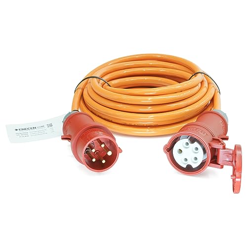 ENECEN 1123410 CEE-Verlängerungskabel 400V/16A IP44 PUR H07BQ-F 5x2,5 mm² mit ST/KU 5-polig Phasenwender 10m von ENECEN