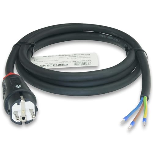 ENECEN 1172101 Anschlusskabel 230V/16A IP44 Gummi H07RN-F 3x1,5 mm² mit Gummi-Stecker/freies Ende 1m von ENECEN