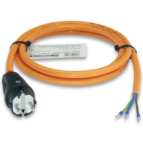 ENECEN 1173102 Anschlusskabel 230V/16A IP44 PUR H07BQ-F 3x1,5 mm² mit Gummi-Stecker/freies Ende 2m von ENECEN