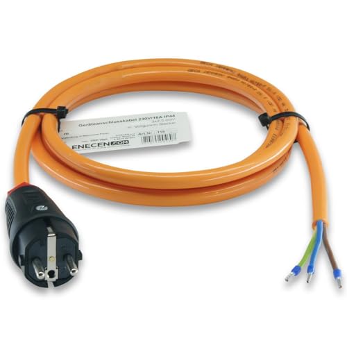 ENECEN 1183201 Anschlusskabel 230V/16A IP44 PUR H07BQ-F 3x2,5 mm² mit Vollgummi-Stecker/freies Ende 1m von ENECEN