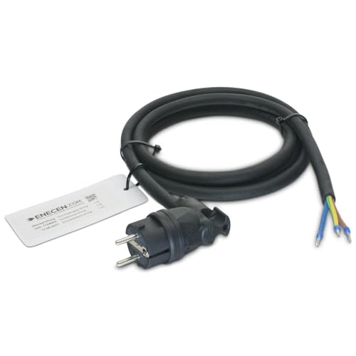 ENECEN 1192202 Anschlusskabel 230V/16A IP44 Gummi H07RN-F 3x2,5 mm² mit Vollgummi Winkel-Stecker/freies Ende 2m von ENECEN