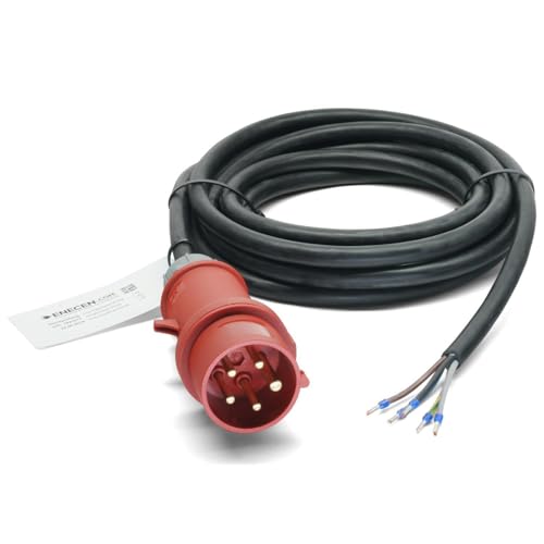 ENECEN 1512425 CEE-Anschlusskabel 400V/16A IP44 Gummi H07RN-F 5x2,5 mm² mit Stecker/freies Ende 5-polig 25m von ENECEN