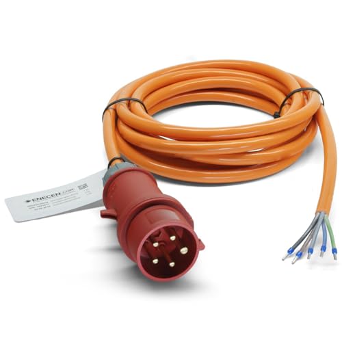 ENECEN 1513403 CEE-Anschlusskabel 400V/16A IP44 PUR H07BQ-F 5x2,5 mm² mit Stecker/freies Ende 5-polig 3m von ENECEN
