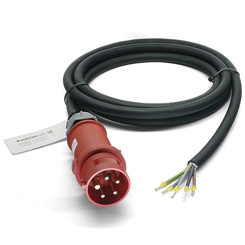 ENECEN 1542610 CEE-Anschlusskabel 400V/32A IP44 Gummi H07RN-F 5x6 mm² mit Stecker/freies Ende 5-polig Phasenwender 10m von ENECEN