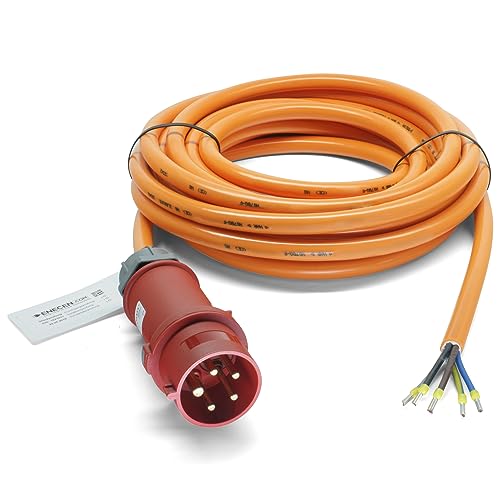 ENECEN 1543503 CEE-Anschlusskabel 400V/32A IP44 PUR H07BQ-F 5x4 mm² mit Stecker/freies Ende 5-polig Phasenwender 3m von ENECEN