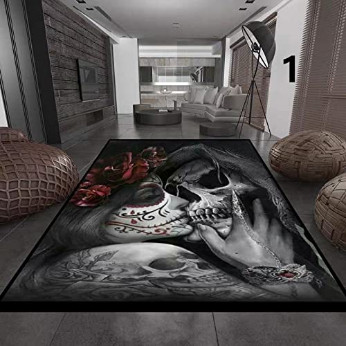 ENEEVA Anime Totenkopf Geometrischer Teppich Wohnzimmer Teppich Schlafzimmer Teppich Dekoration 3D Gedruckter Weicher Flanell Teppich 140X200Cm B9349 von ENEEVA