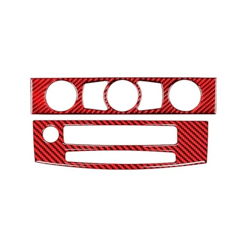 Für 5 Für Serie E60 2004-2010 Carbon Fiber Innen Auto Klimaanlage CD Bedienfeld Trim Abdeckung Rahmen Aufkleber Panel Abdeckung Trim(Style D(Red)) von ENEFCKCHRL