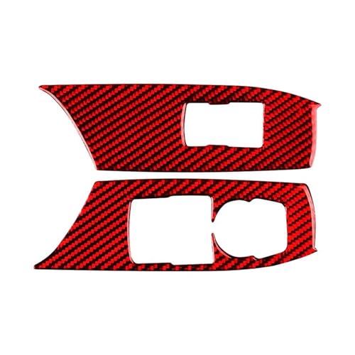 Für Camaro 2017-2022 Carbon Fiber Innen Auto Fenster Heben Bedienfeld Dekorative Rahmen Abdeckung Aufkleber Panel Abdeckung Trim(Red carbon fiber) von ENEFCKCHRL