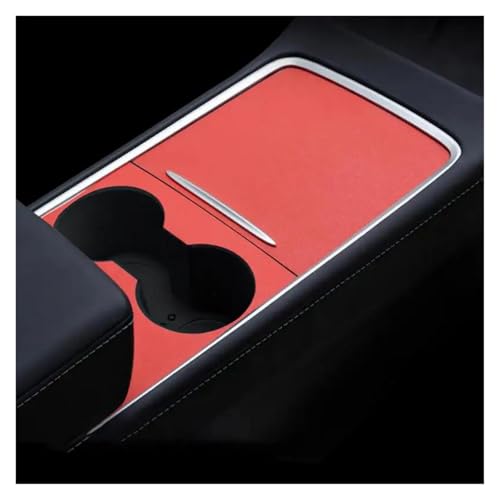 Für Tesla Für Modell 3 Y 2021-2023 Auto Center Konsole Panel Aufkleber Holzmaserung Film Carbon Zentrale Steuerung Abdeckung Panel Abdeckung Trim(Matte Red) von ENEFCKCHRL