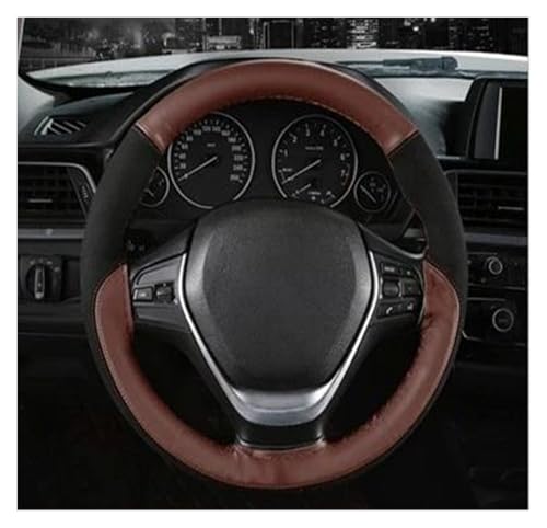 Lenkradschoner Auto-Lenkradbezüge Universal-Lenkrad Aus Mikrofaser-Leder Mit Geflochtenen Nähten Lenkräder(Brown Thread) von ENEFCKCHRL