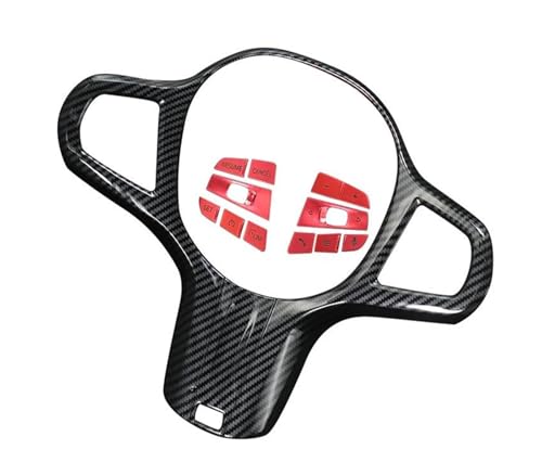 Lenkradschoner Für 3 4 Für Serie G20 G21 G22 G23 G26 G28 2020-2023 Auto Lenkrad Taste Schalter Rahmen Abdeckung Lenkräder(Carbon and Red) von ENEFCKCHRL