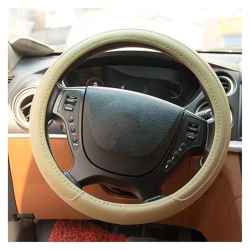 Lenkradschoner Für 37-38 Cm Auto-Lenkradabdeckung PU-Lederschutz Kfz-Zubehör Innenausstattung Universell Lenkräder(Beige) von ENEFCKCHRL