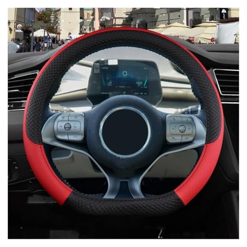 Lenkradschoner Für BYD Für Dolphin Für Seal Für Atto3 Für Tang Für Yuan Für Plus 9 Farben Auto Lenkrad Abdeckung PU Leder Lenkräder(Red) von ENEFCKCHRL