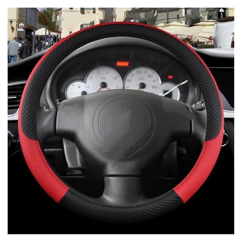 Lenkradschoner Für Citroen C2 9Colors PU-Leder-Auto-Lenkrad-Abdeckung Lenkräder(O shape Red) von ENEFCKCHRL