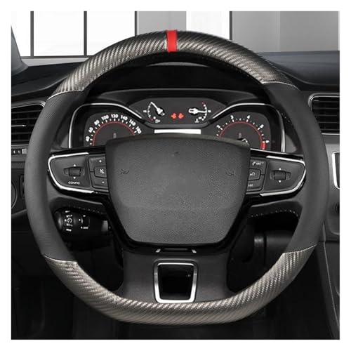 Lenkradschoner Für Citroen C4 Für Aircross C5 Für Aircross C3-XR C4 Für Picasso C4 C5 C6 Auto Lenkrad Abdeckung Carbon Faser + Leder Lenkräder(Grey D Shape) von ENEFCKCHRL