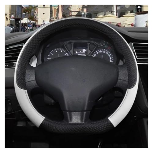 Lenkradschoner Für Citroen Für C-Elysee Für C Elysee 9 Farben Auto Lenkrad Abdeckung PU Leder Lenkräder(D shape White) von ENEFCKCHRL