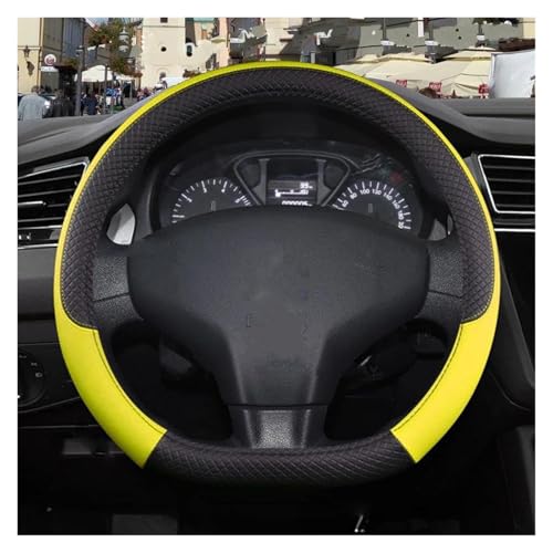 Lenkradschoner Für Citroen Für C-Elysee Für C Elysee 9 Farben Auto Lenkrad Abdeckung PU Leder Lenkräder(D shape Yellow) von ENEFCKCHRL
