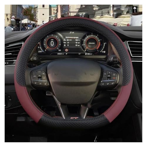 Lenkradschoner Für Für Fiesta ST MK1 MK2 MK3 MK4 MK5 MK6 MK7 MK8 9 Farben Auto Lenkrad Abdeckung PU Leder Lenkräder(D shape Wine Red) von ENEFCKCHRL