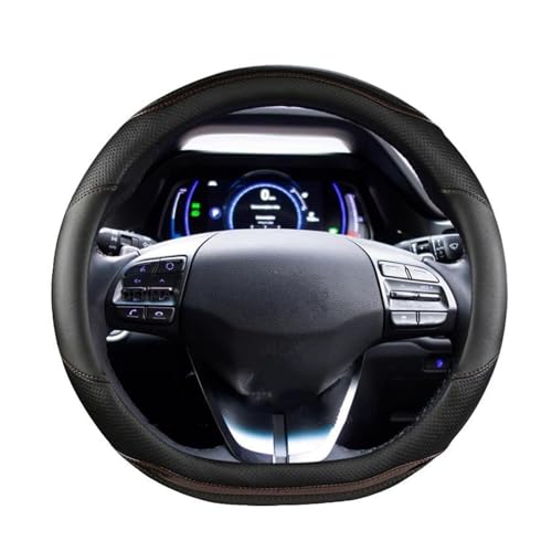 Lenkradschoner Für Hyundai Für Kona Für Elektrische Für Kauai Für Encino 2017~2022 Auto Lenkrad Abdeckung Mikrofaser Leder + Carbon Faser Lenkräder(D shape- Coffee) von ENEFCKCHRL