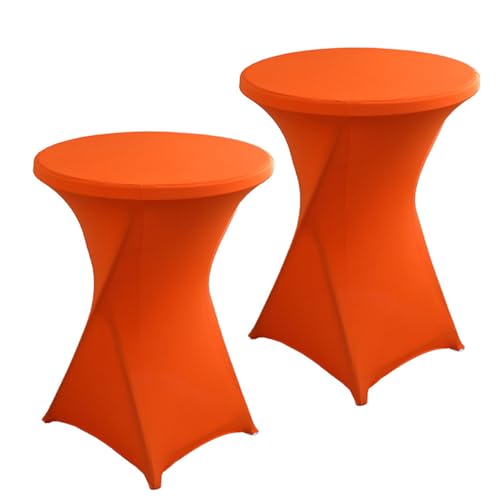 ENEN 2 Stück Stretch Stehtischhusse für Stehtische und Bistrotisch, Einfarbige Spandex Tischdecke Waschbare Faltenresistente Hussen für Events Hochzeiten Partys (Orange,70x110cm) von ENEN