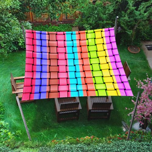 ENEN 3D Buntes Weben Muster Wasserdicht Sonnensegel 1.5m/1.8m/2m Rechteckig, Sonnensegel Sonnenschutz Wetterfest UV Schutz Markise Schattennetz für Terrasse Balkon Camping (Regenbogen,2x2.4m) von ENEN