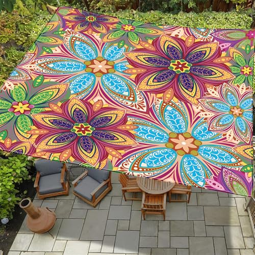 ENEN 3D Sonnensegel Wasserdicht Quadrat Sonnensegel Balkon Sonnenschutz Schutz Windschutz Schattennetz Camping Reißfest Wetterfest für Garten Terrasse (Seltsame Blumen,2x2.4m) von ENEN