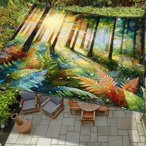 ENEN 3D Sonnensegel Wasserdicht Quadrat Sonnensegel Balkon Sonnenschutz Schutz Windschutz Schattennetz Camping Reißfest Wetterfest für Garten Terrasse (Seltsames Gras,1.5x1.5m) von ENEN