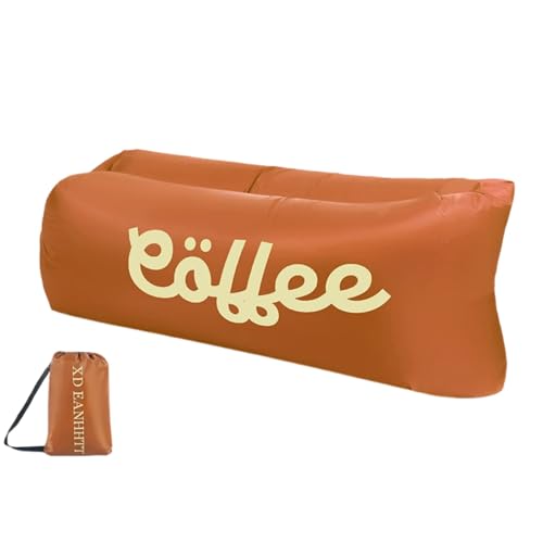 ENEN Aufblasbares Sofa Outdoor Camping,Oxford Aufblasbare Liege Text Stil Faltbar Luftsofa Wasserdicht Luft Couch Leicht Air Lounger Strand Inflatable Beach Sofa für Reisen (Braun,Einheitsgröße) von ENEN