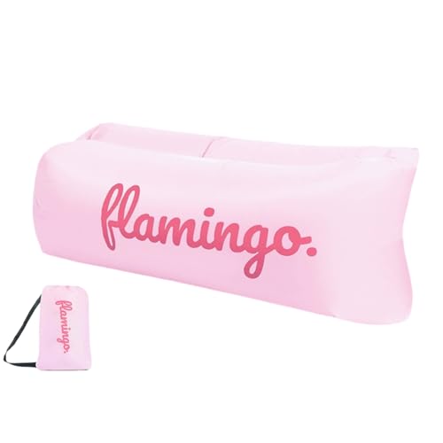 ENEN Aufblasbares Sofa Outdoor Camping,Oxford Aufblasbare Liege Text Stil Faltbar Luftsofa Wasserdicht Luft Couch Leicht Air Lounger Strand Inflatable Beach Sofa für Reisen (Rosa,Einheitsgröße) von ENEN