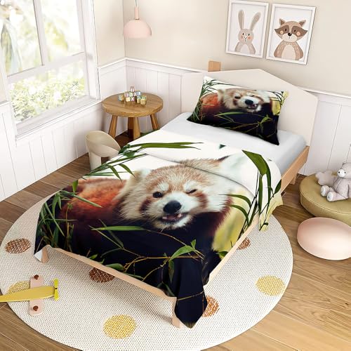 ENEN Bettwäsche-Sets Kinder Bettwäsche Set Waschbär 3D Kuschel Bettbezug mit Kissenbezug Reißverschluss für Mädchen Jungen (Braun 1,100x135cm+40x60cm) von ENEN