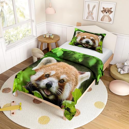 ENEN Bettwäsche-Sets Kinder Bettwäsche Set Waschbär 3D Kuschel Bettbezug mit Kissenbezug Reißverschluss für Mädchen Jungen (Khaki,220x240cm+50x75cm) von ENEN