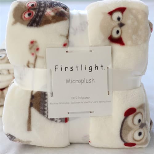 ENEN Flanell Fleecedecke Kuscheldecke Warm Flauschig Wohndecke Sofadecke Couchdecke Bettüberwurf Flauschige Weiche Sofaüberwurf Decke Wohndecken (127x178cm,beige Eule) von ENEN