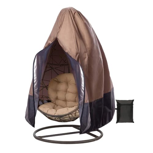 ENEN Hängesessel Abdeckung Outdoor, 190x115cm Swing Egg Chair Cover Hängekorb Hängesessel Gestell mit Reißverschluss, Wasserdicht Winterfest UV-Anti Anti-Staub 210D Oxford Stoff (Schwarz Braun) von ENEN