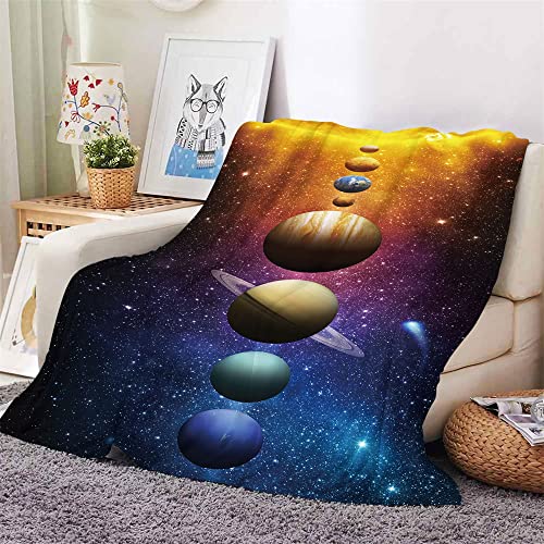 ENEN Kuscheldecke Warm Winter Flauschig Flanell Fleecedecke Wohndecke Sofadecke Couchdecke Bettüberwurf Flauschige Weiche Warme Sofaüberwurf Decke Wohndecken (70x100,Planet) von ENEN