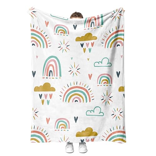ENEN Kuscheldecke Warm Winter Flauschig Flanell Fleecedecke Wohndecke Sofadecke Couchdecke Bettüberwurf Flauschige Weiche Warme Sofaüberwurf Decke Wohndecken (Schöner Regenbogen 2,130x100cm) von ENEN