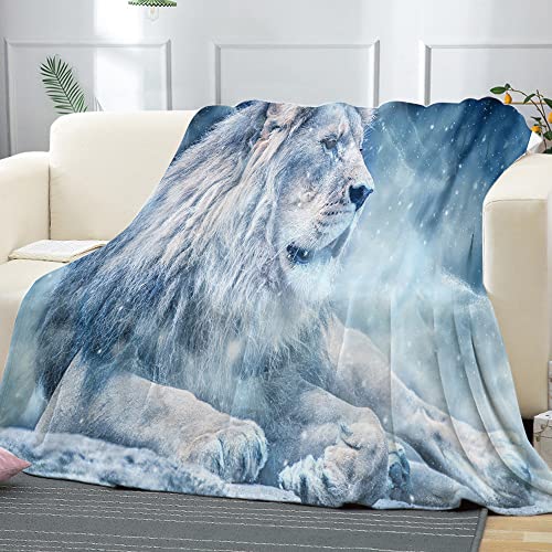 ENEN Kuscheldecke Warm Winter Flauschig Muster, Flanell Fleecedecke Wohndecke Sofadecke Couchdecke Bettüberwurf Flauschige Weiche Warme Sofaüberwurf Decke (100x150cm,Löwendruck 1) von ENEN