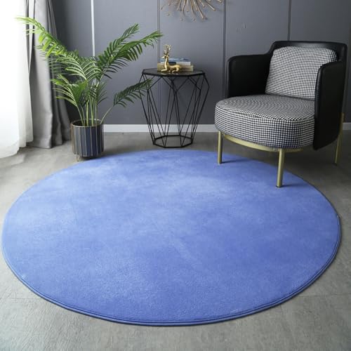 ENEN Runden Teppich Wohnzimmer Schlafzimmer, Sommer Volltonfarbe Kuscheliger Teppich, Kurzflor Stilvoll Wohnzimmerteppich Waschbarer Anti-Rutsch Unterseite (Lila,60x60cm) von ENEN