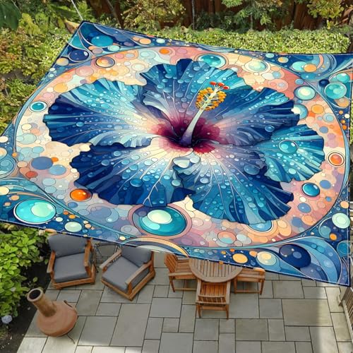 ENEN Sonnensegel Wasserdicht, 3D-Blume Sonnensegel Balkon mit 4 Kordel UVschutz Windschutz Sonnenschutz, Reißfest Camping Schattennetz für Terrasse Garten (Blau,150x150cm) von ENEN