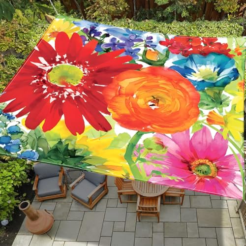 ENEN Sonnensegel Wasserdicht, 3D-Blume Sonnensegel Balkon mit 4 Kordel UVschutz Windschutz Sonnenschutz, Reißfest Camping Schattennetz für Terrasse Garten (Farbe 1,200x240cm) von ENEN