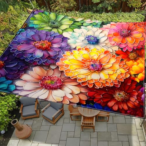 ENEN Sonnensegel Wasserdicht, 3D-Blume Sonnensegel Balkon mit 4 Kordel UVschutz Windschutz Sonnenschutz, Reißfest Camping Schattennetz für Terrasse Garten (Farbe 2,150x150cm) von ENEN