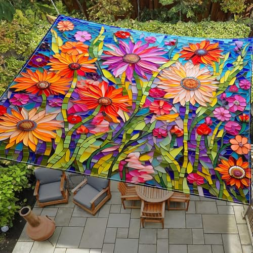 ENEN Sonnensegel Wasserdicht, 3D-Blume Sonnensegel Balkon mit 4 Kordel UVschutz Windschutz Sonnenschutz, Reißfest Camping Schattennetz für Terrasse Garten (Farbe 4,200x200cm) von ENEN