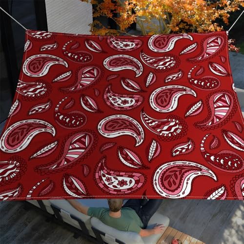 ENEN Sonnensegel Wasserdicht Quadrat Sonnensegel Balkon Sonnenschutz Schutz Windschutz Schattennetz Camping Reißfest Wetterfest für Garten Terrasse, Abstrakt (Rotes Paisleymuster,1.5x1.5m) von ENEN