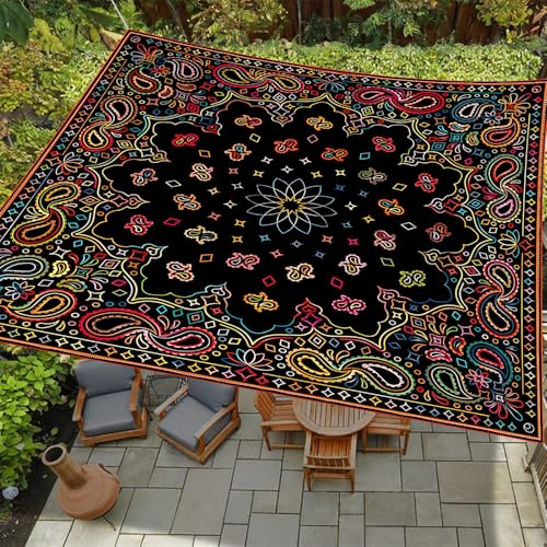 ENEN Sonnensegel Wasserdicht Quadrat Sonnensegel Balkon Sonnenschutz Schutz Windschutz Schattennetz Camping Reißfest Wetterfest für Garten Terrasse, Blumenmuster (Paisley-Blumen,2x2.4m) von ENEN