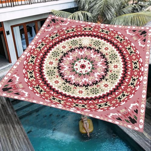 ENEN Sonnensegel Wasserdicht Quadrat Sonnensegel Balkon Sonnenschutz Schutz Windschutz Schattennetz Camping Reißfest Wetterfest für Garten Terrasse (Mandala 15,2x2m) von ENEN